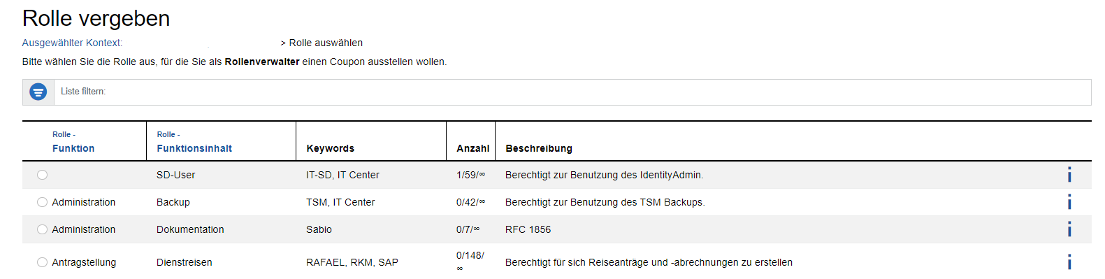 Rolle auswählen