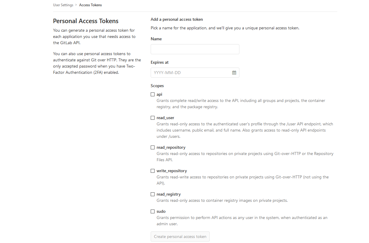 Personal Access Token 1