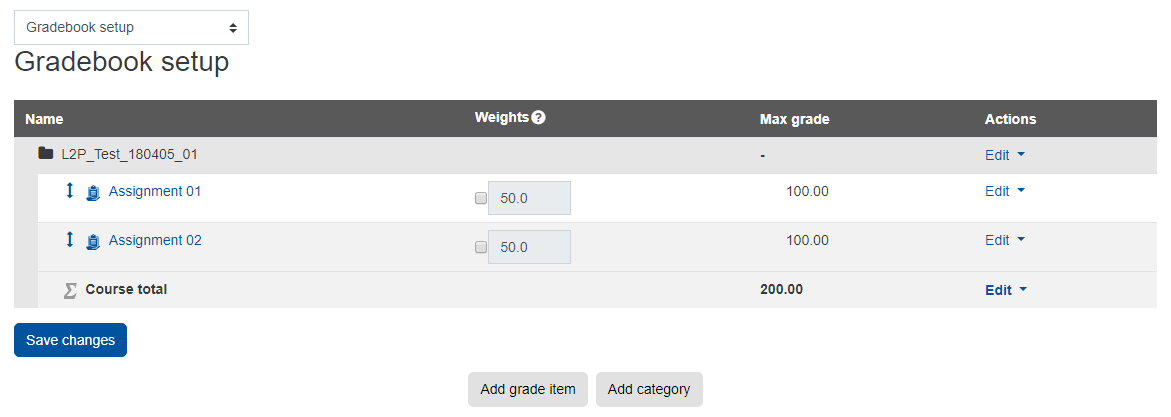 Gradebook overview Screesnhot: Gradebook overview
