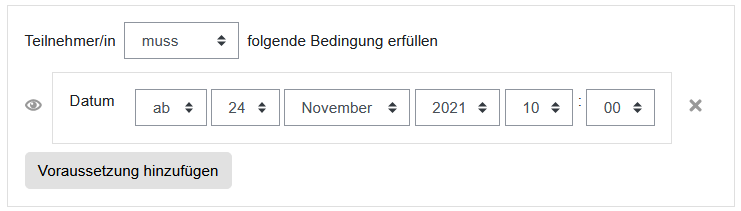 Einstellungen für das Datum Screenshot: Einstellungsoptionen zum Datum