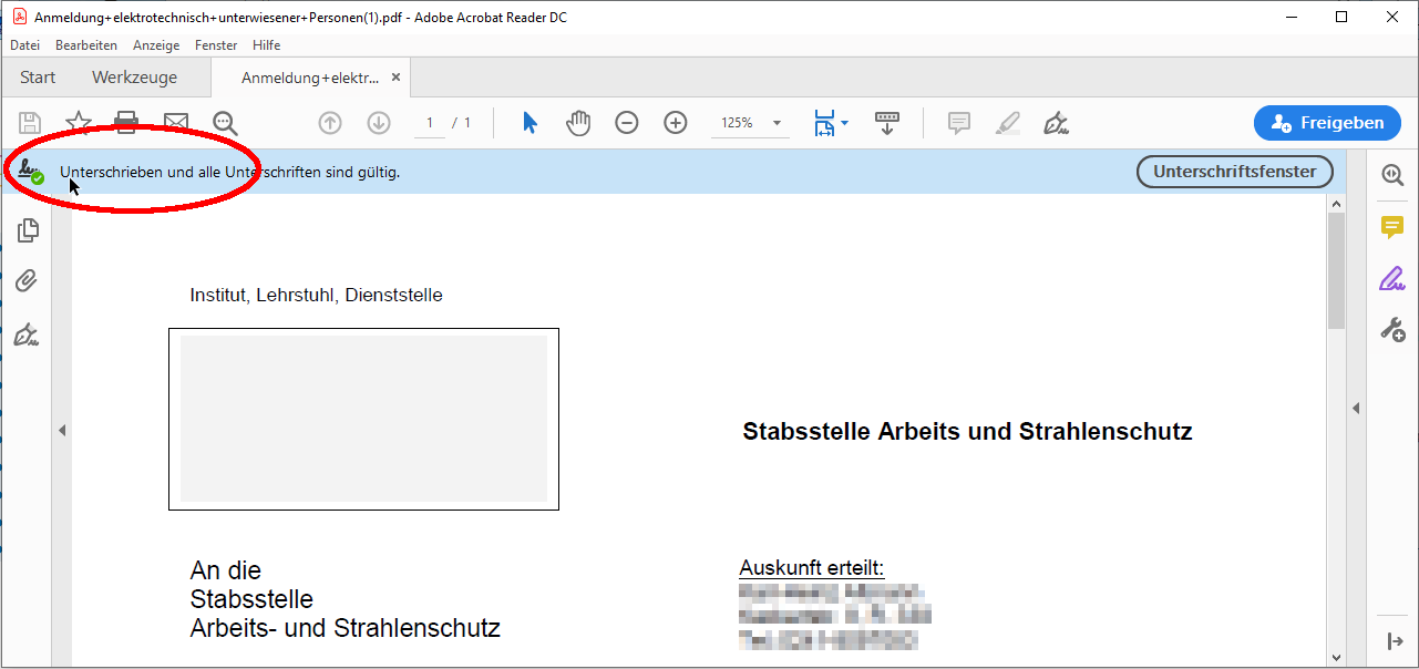 Elektronische Unterschrift in Adobe prüfen Elektronische Unterschrift in Adobe prüfen
