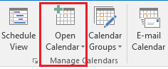 E-Mail > Outlook Berechtigungen > Persmissions_5.PNG Screenshot of the navigation bar in the Calendar tab, which graphically displays the selection of options from step 2.