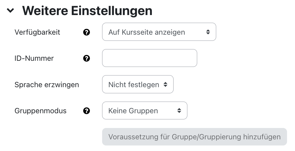 Weitere Einstellungen von Board Weitere Einstellungen von Board
