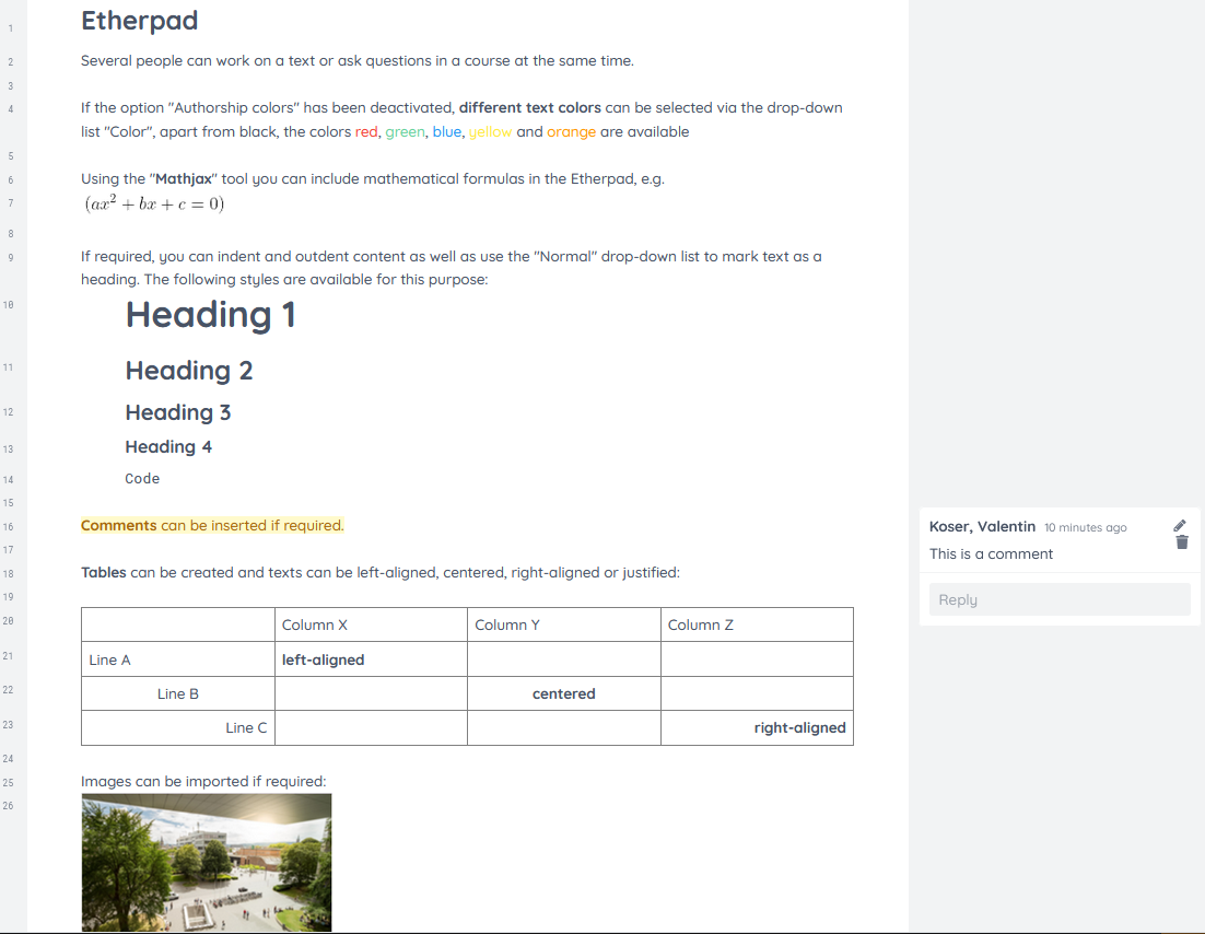 Working with an Etherpad (RWTHmoodle) - IT Center Help