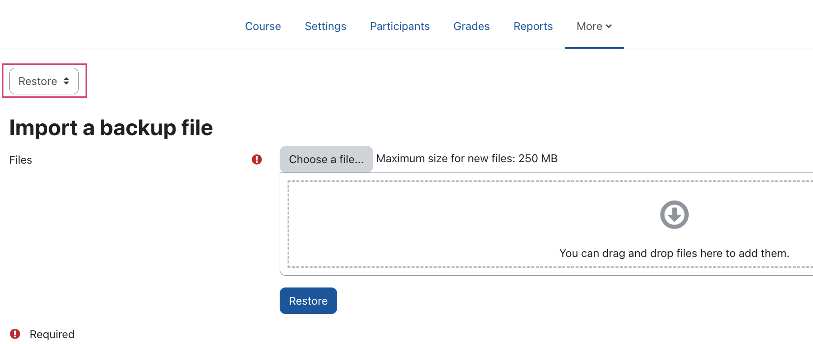 Course Icon Restore Course restore (RWTHmoodle) - IT Center Help