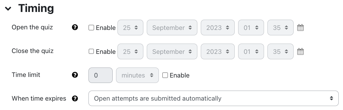 Quiz settings (RWTHmoodle) - IT Center Help