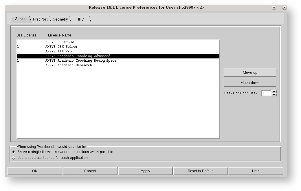 Ansys Licence Preferences 2