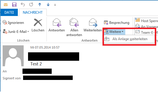 Mails als Anhang weiterleiten 1