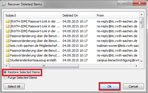 Restoring deleted e-mails 3