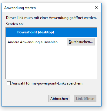 PowerPoint - lokale Anwendung starten