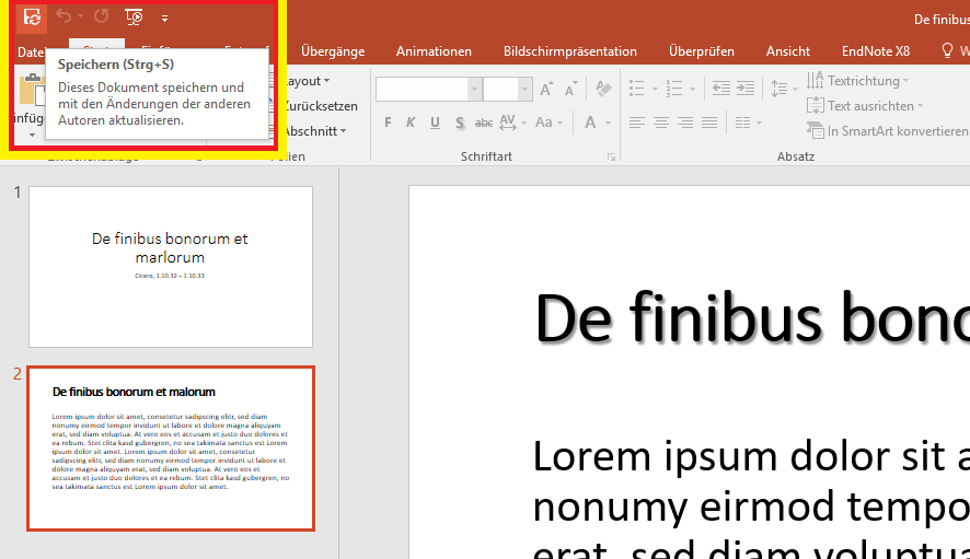 PowerPoint Datei synchronisieren