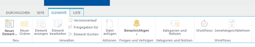 Menüband ELEMENTE