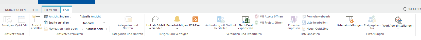 Menüband LISTE