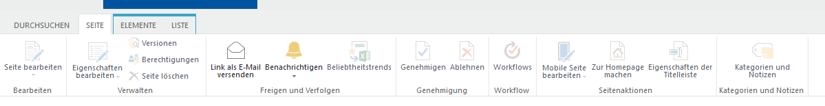 Menüband SEITE