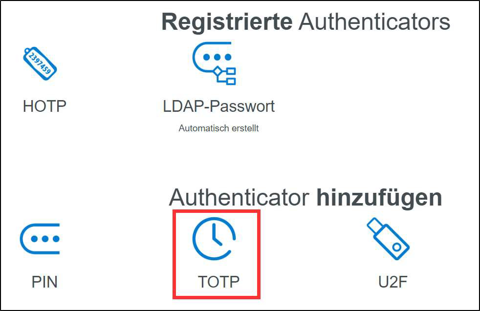 TOTP auswählen