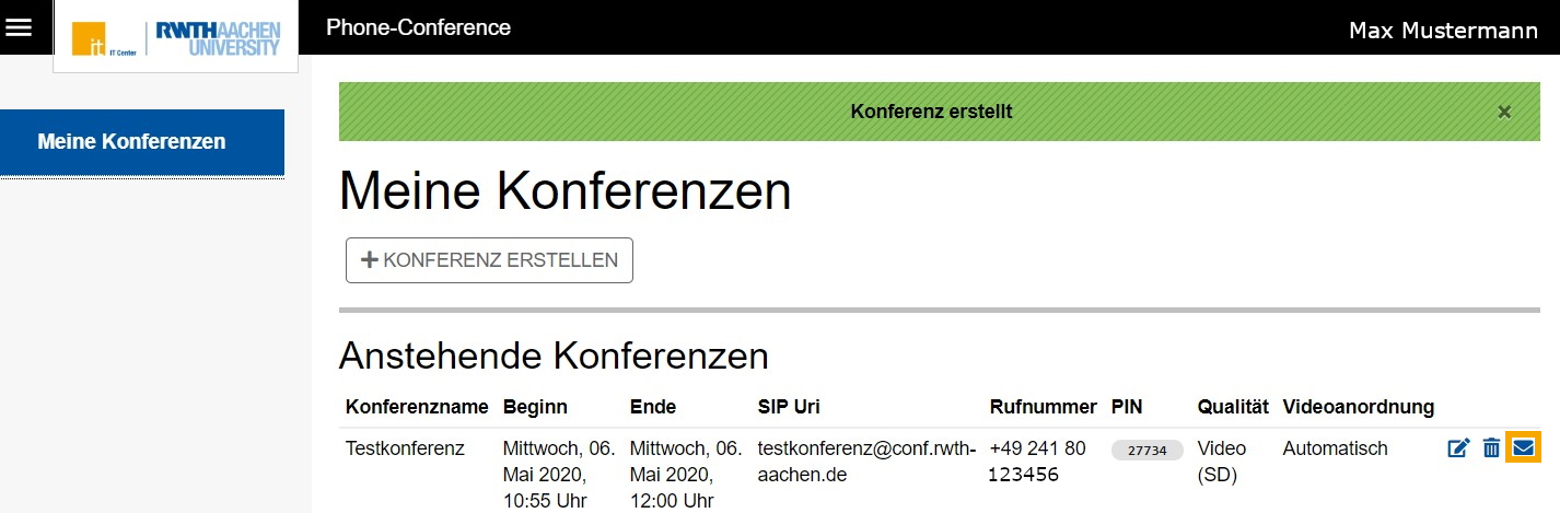 Einladung versenden 1