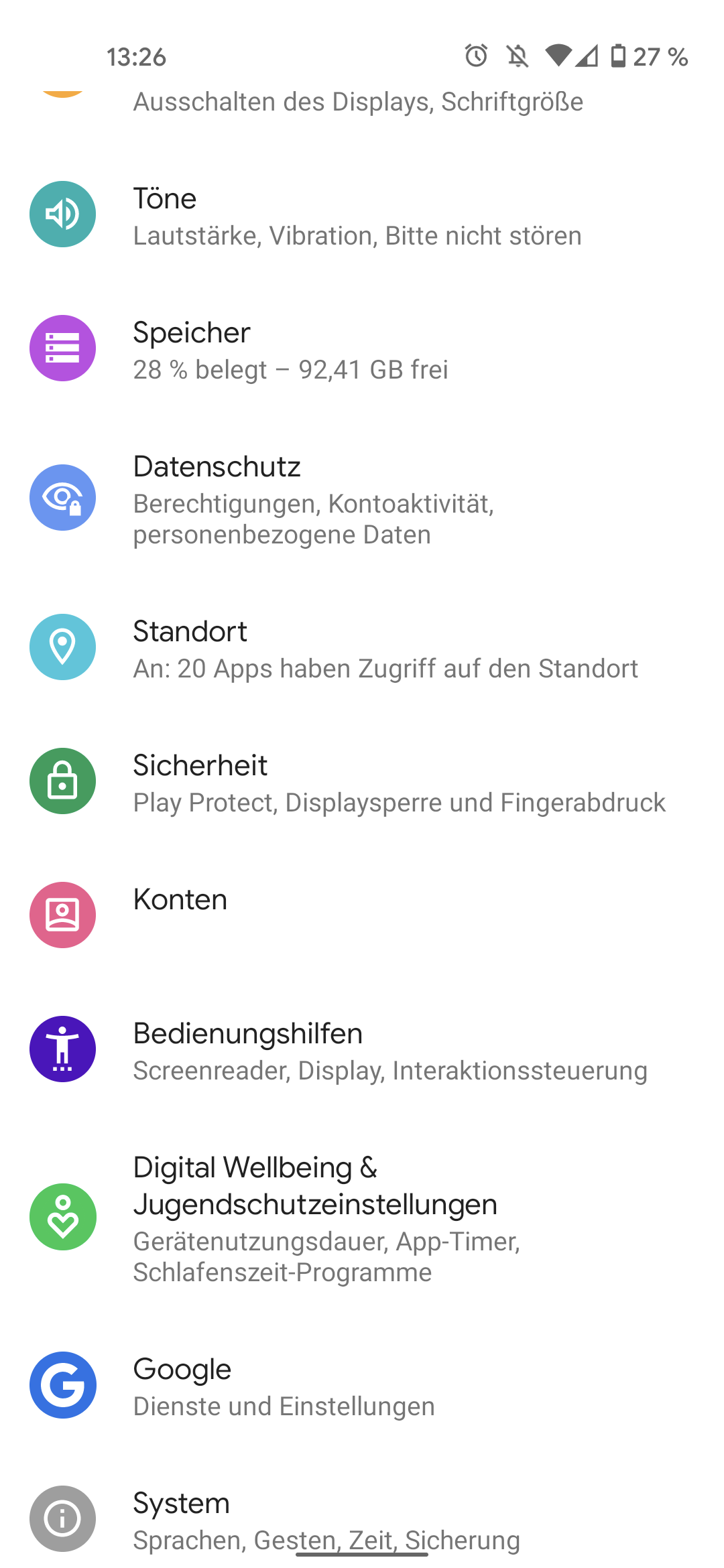 Android Einstellungen Konto