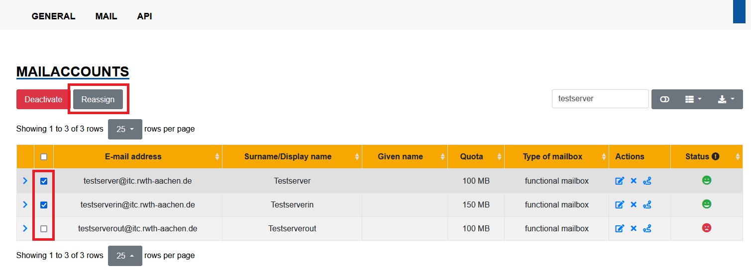 Reassigning multiple accounts at once