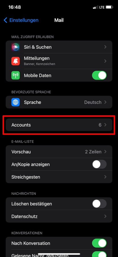 Accounts auswählen