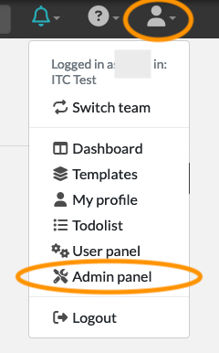 Finding the admin user menu