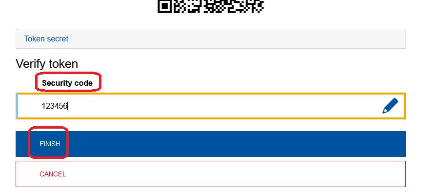 Screenshot of the Token Manager. "Security Code" is located under the QR Code in the "Verify Token" section.