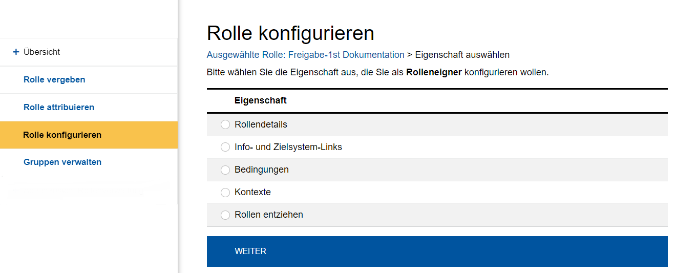 Ansicht Rolle konfigurieren