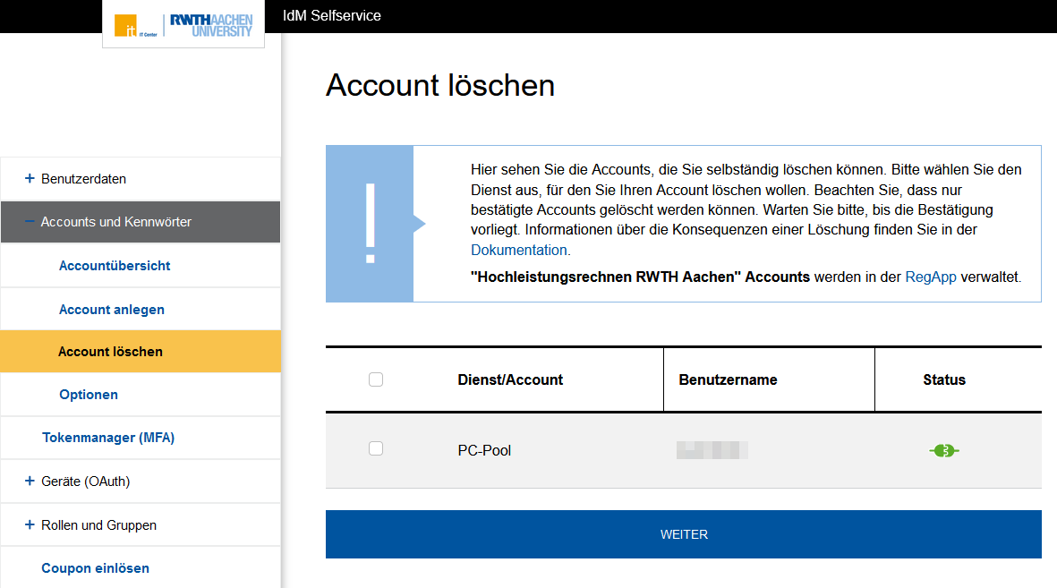 Account löschen