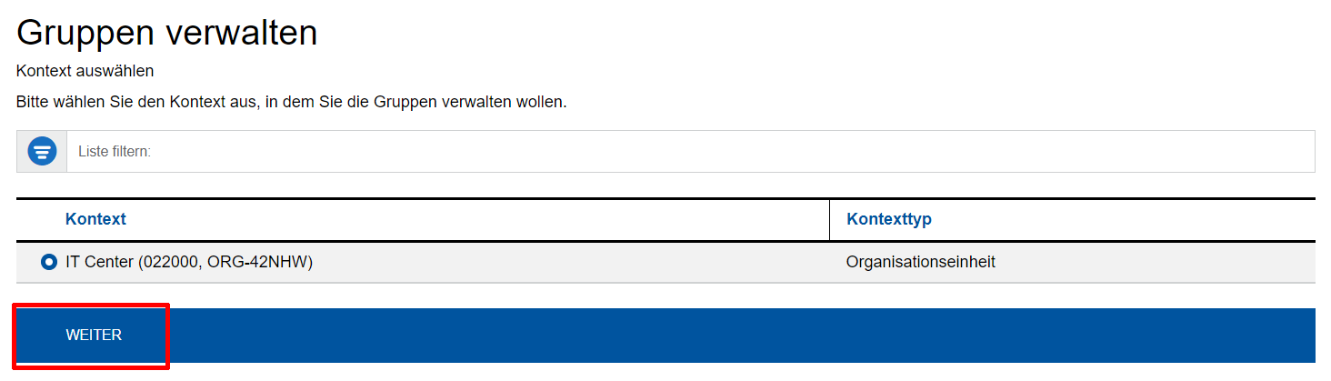 Option Gruppen verwalten