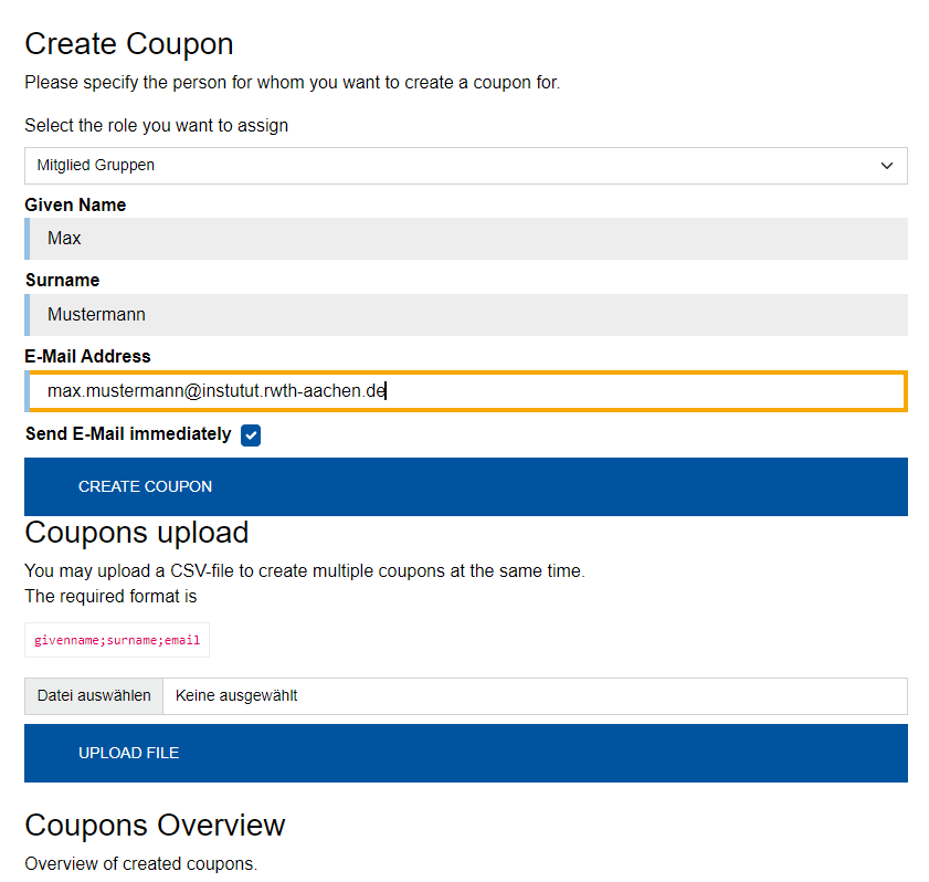 Create coupon