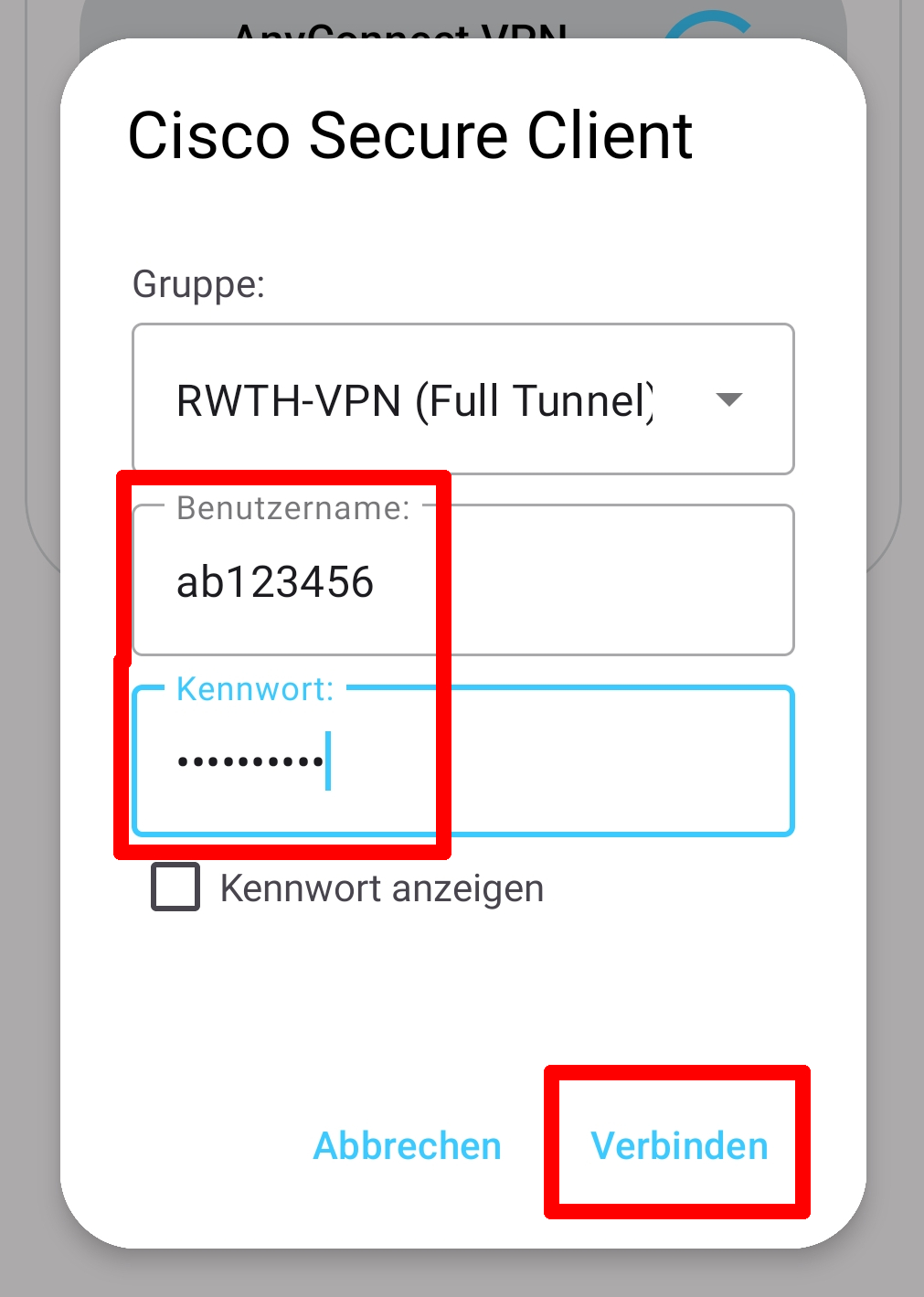 VPN Account Anmeldung