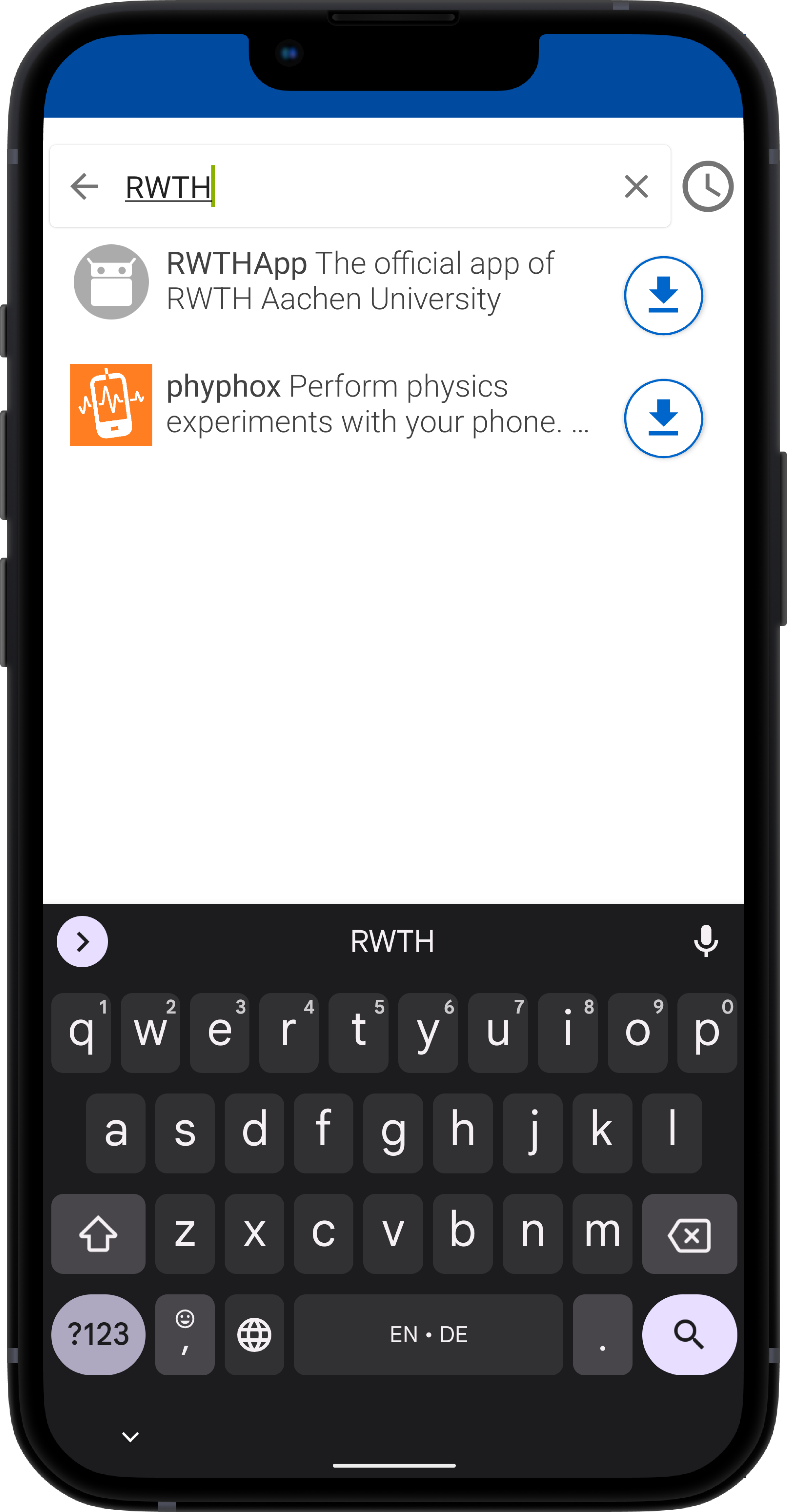 RWTHApp in F-Droid suchen