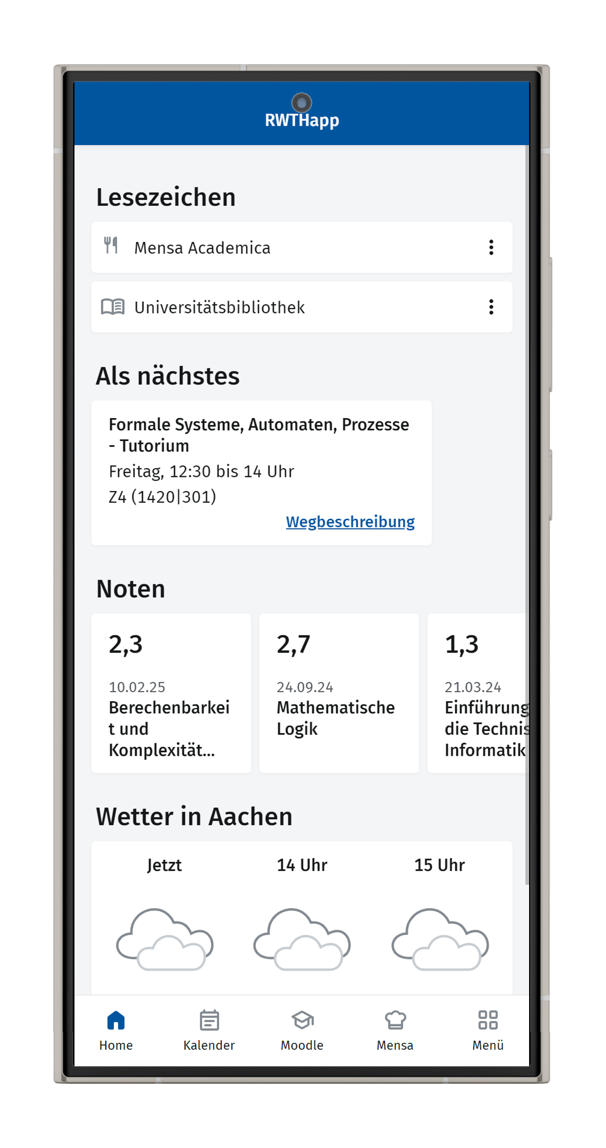 Screenshots des personalisierten Dashboards.