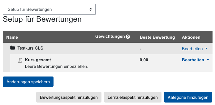 Screenshot Kategorie hinzufügen in Setup für Bewertungen