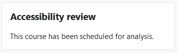 Screenshot: Note that course has been scheduled for analysis
