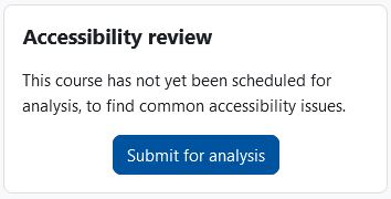 Screenshot: Block "Accessibility review" with the button "Submit for analysis"