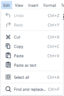 Edit menu