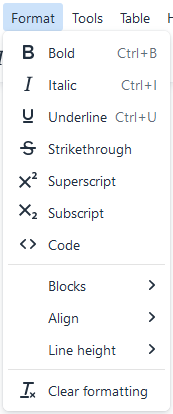 Format menu