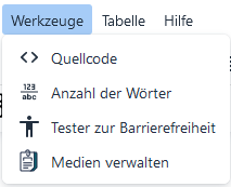 Menü "Werkzeuge"