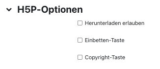 H5P-Optionen Einstellungen