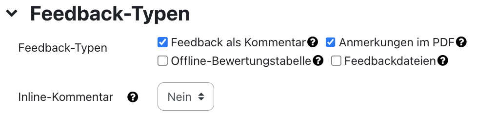 Die Möglichkeiten von Feedback Typen