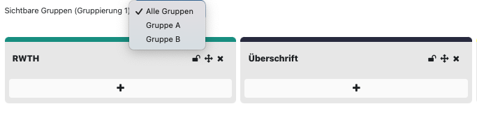 Screenshot: Gruppenboard, Beispiel für eine sichtbare Gruppe