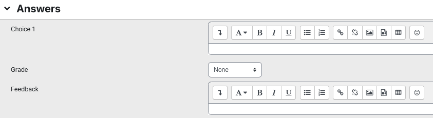 Answers section for question