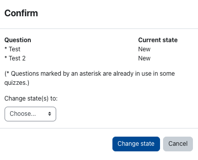 Confirm page for changing state