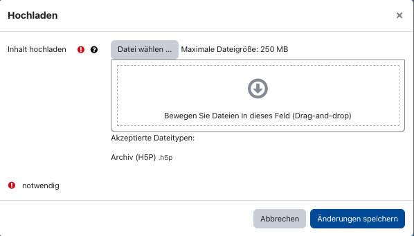 H5P-Inhalt Hochladen