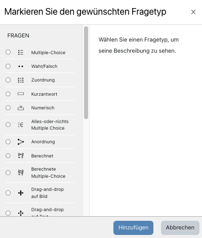 Liste von Fragetypen