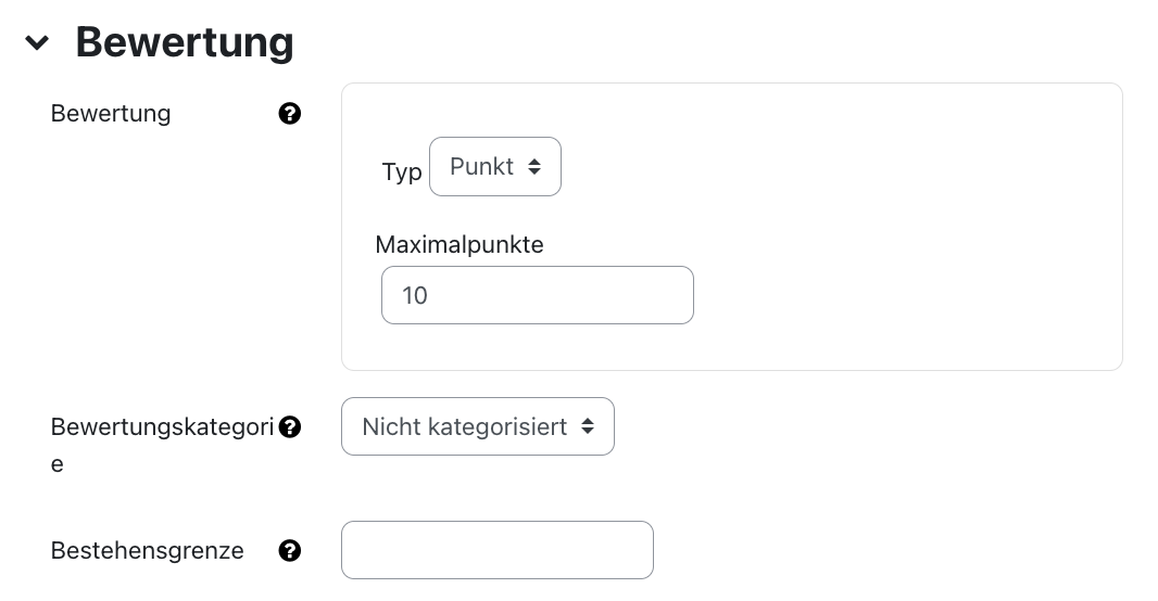 Bewertung Einstellungen von Terminplaner