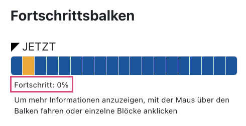 Fortschritt in Prozent bei Fortschrittsbalken