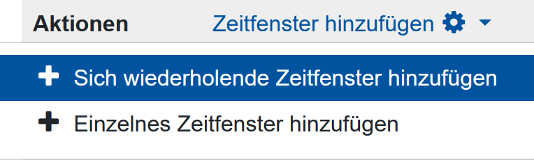 Dieses Bild zeigt die Zeitfensterauswahl im Scheduler.