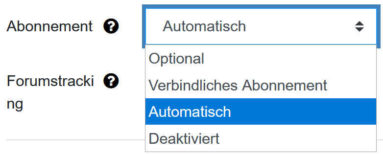 Screenshot Einstellungen zum Abonnement