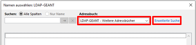 GÉANT-LDAP Adressbuch auswählen